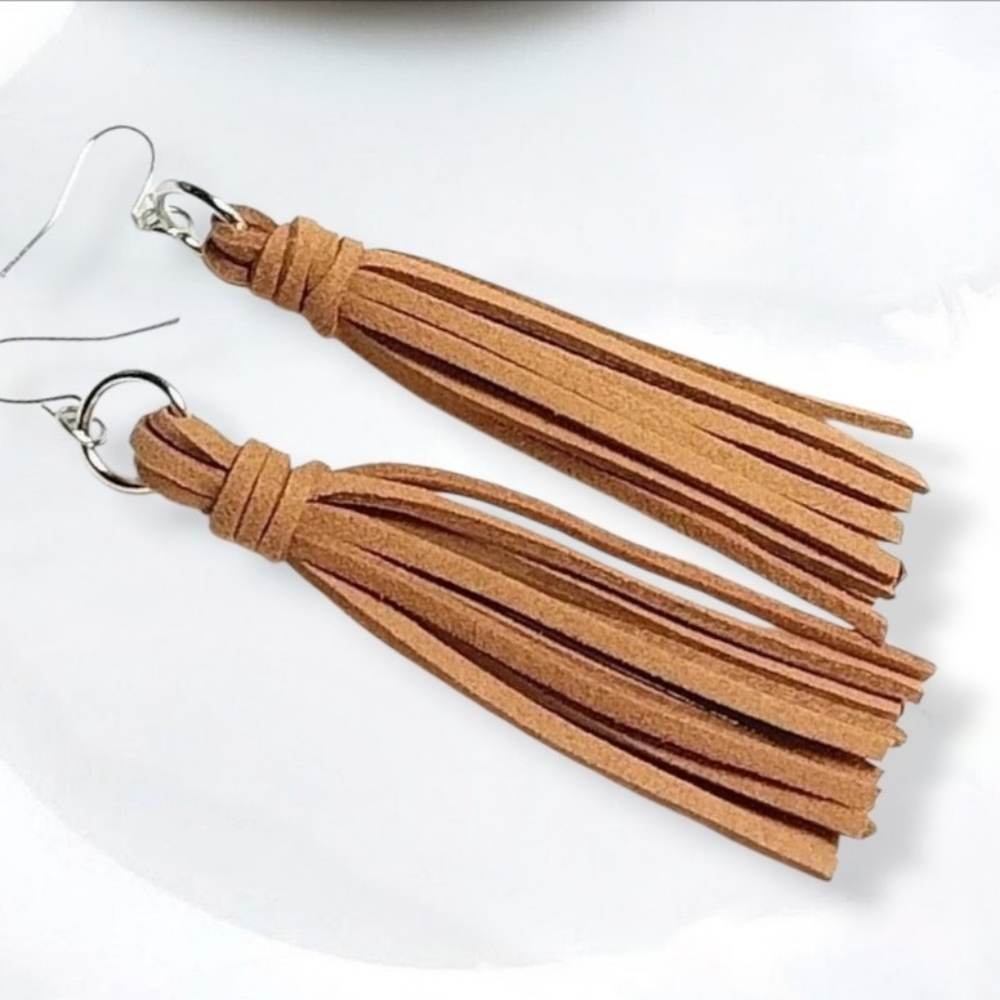 Brown Suede Tassel Earrings